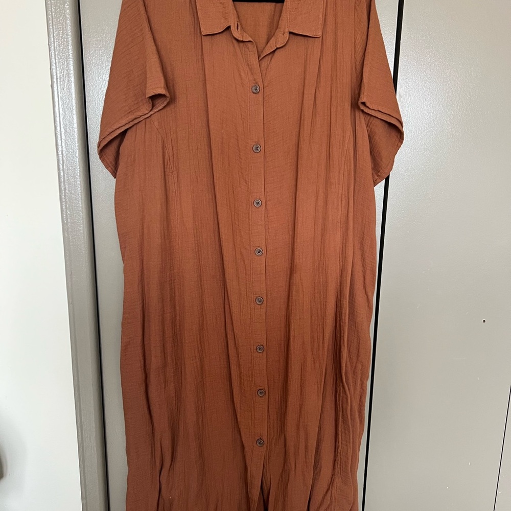 Joe Fresh Rust Button-Front Midi Dress